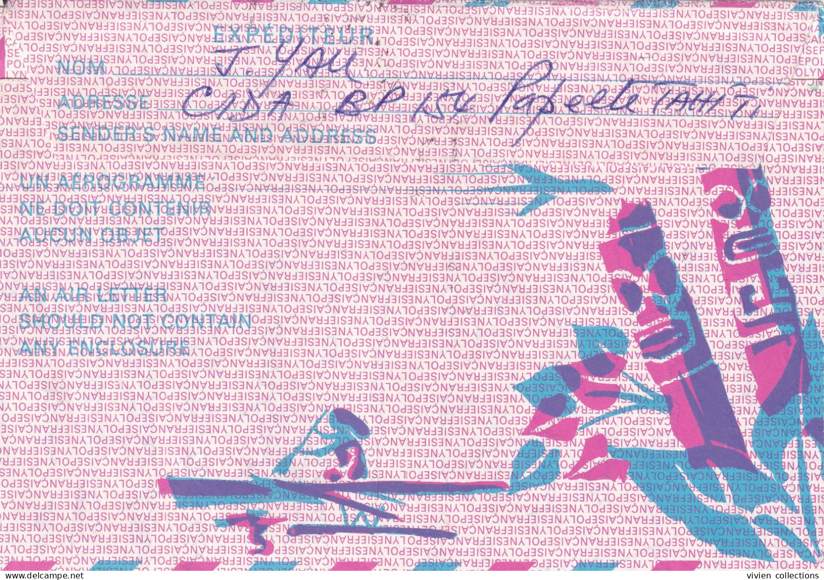 Polynésie Française Aérogramme N° 2 De 26 F Circulée 1976 Avec Complément Affranchissement à 2 F - Aérogrammes