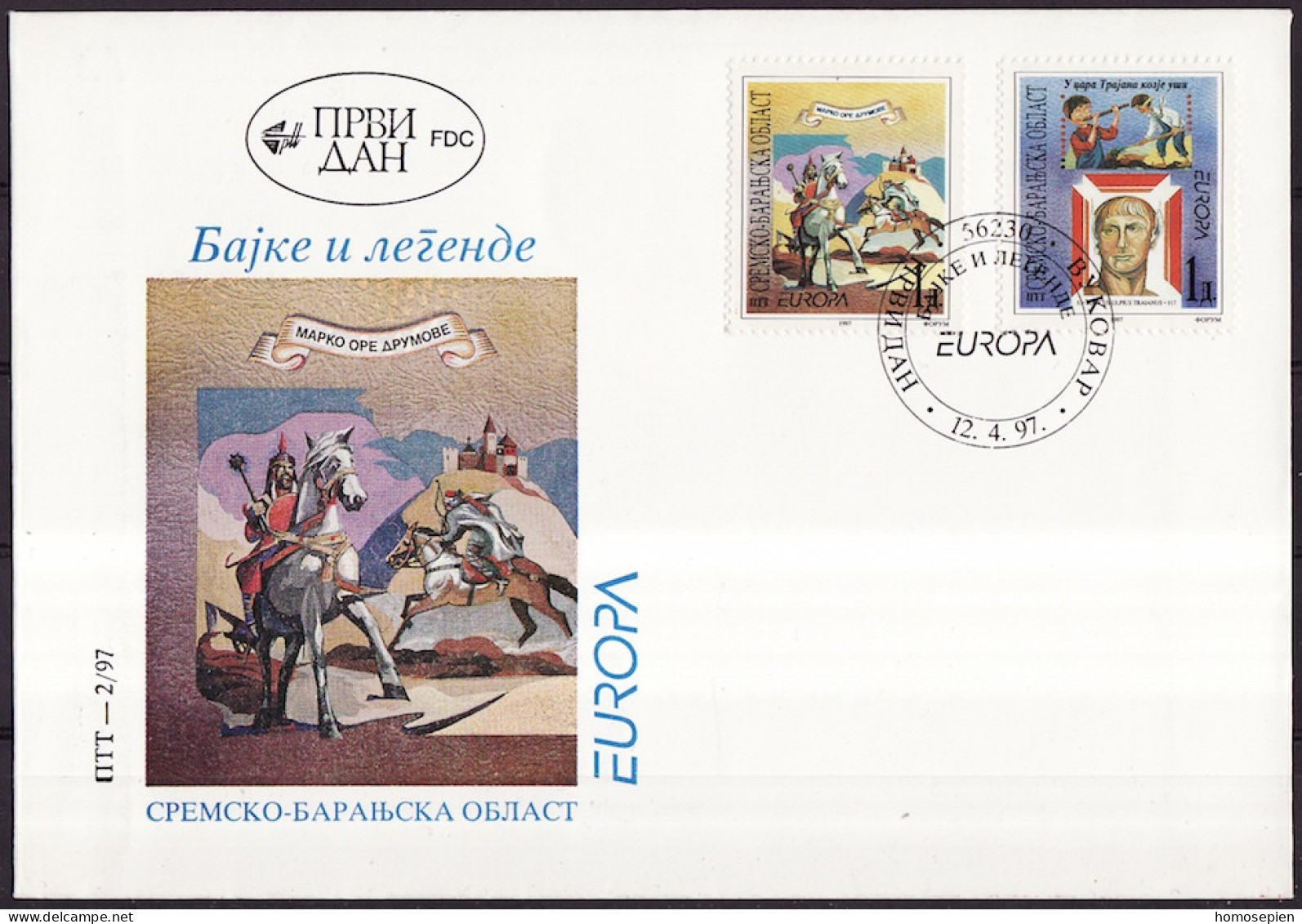 Europa CEPT 1997 Serbie De Krajina - Serbia - Serbien FDC Y&T N°78 à 79 - Michel N°81 à 82 - 1997