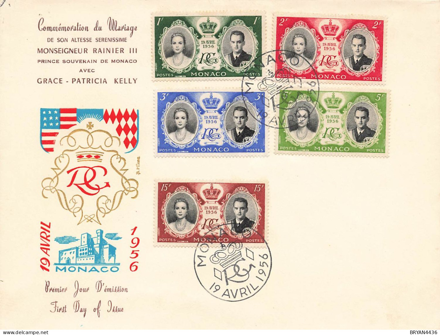MONACO - LETTRE COMMEMORATION MARIAGE PRINCE RANIER III  Avec GRACE KELLY - 19 1VVRIL 1956 - TRES BON ETAT - Lettres & Documents