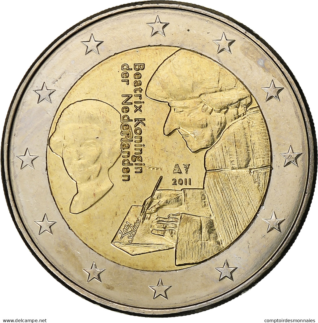 Pays-Bas, Beatrix, 2 Euro, 2011, Bruxelles, Bimétallique, SPL, KM:298 - Niederlande