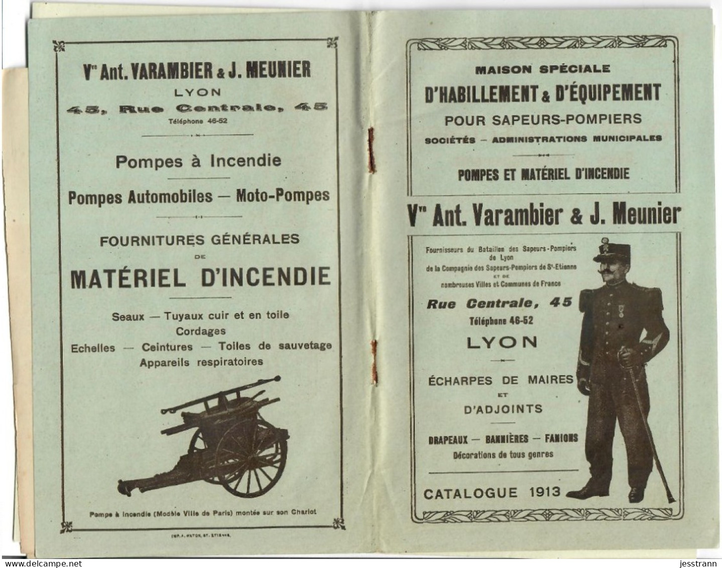 THEME POMPIERS- CATALOGUE VVE ANT. VARAMBIER & J. MEUNIER- 1913- POMPES ET MATERIEL- EQUIPEMENT- HABILLEMENT- 52 PAGES - Textile & Clothing