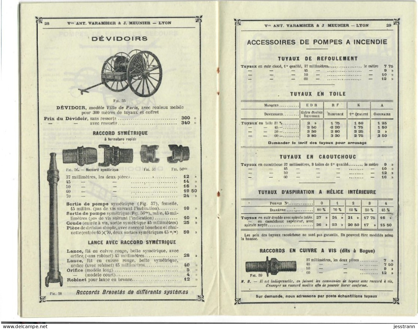 THEME POMPIERS- CATALOGUE VVE ANT. VARAMBIER & J. MEUNIER- 1913- POMPES ET MATERIEL- EQUIPEMENT- HABILLEMENT- 52 PAGES - Textile & Vestimentaire