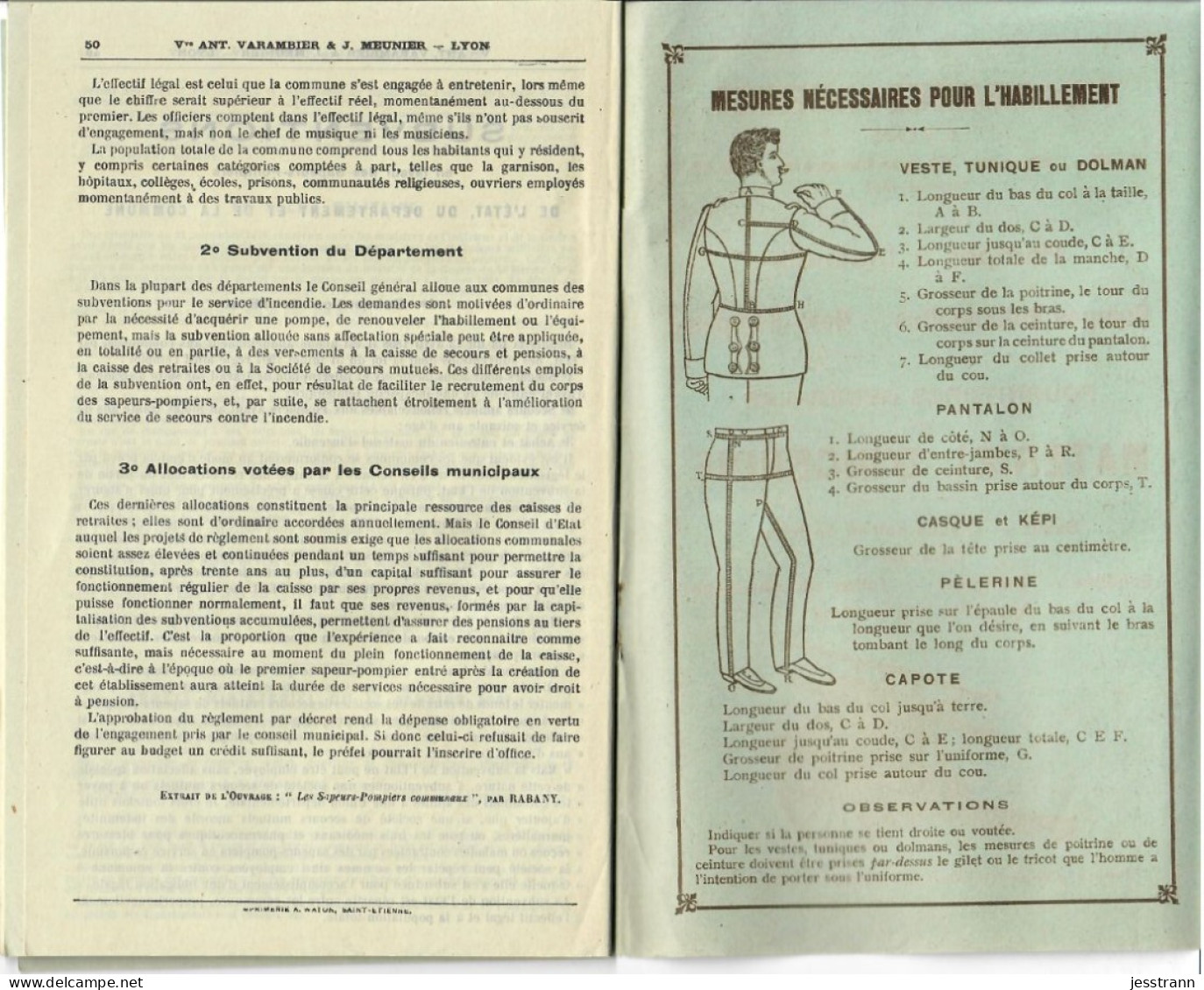 THEME POMPIERS- CATALOGUE VVE ANT. VARAMBIER & J. MEUNIER- 1913- POMPES ET MATERIEL- EQUIPEMENT- HABILLEMENT- 52 PAGES - Kleidung & Textil