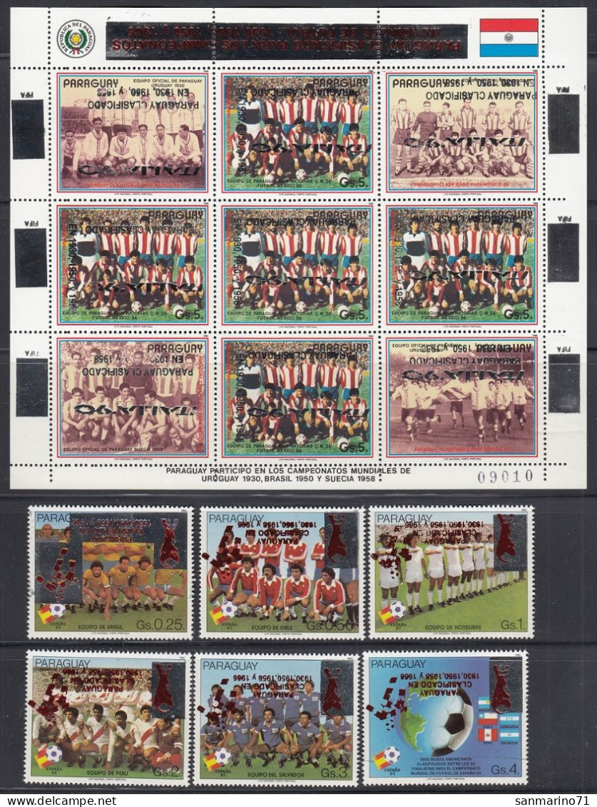 PARAGUAY 4381-4387,unused (**),inverse Overprinted,complete Set,football - 1990 – Italie