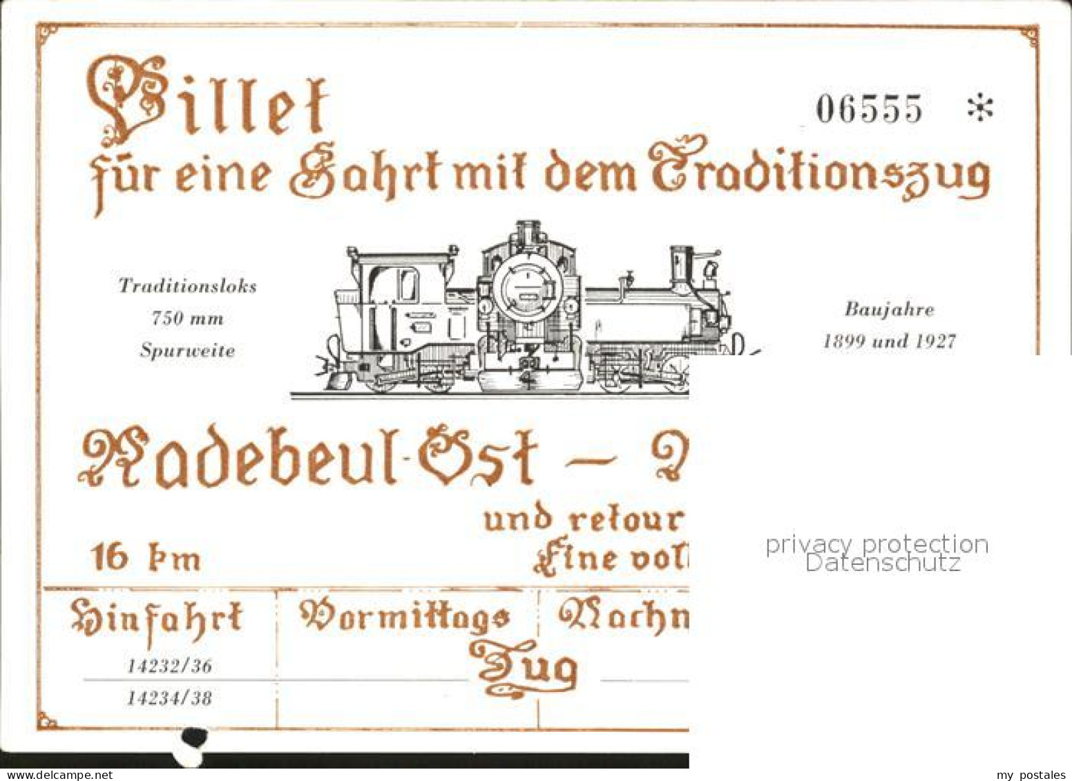 72358333 Radebeul Billet Fuer Eine Fahrt Mit Dem Traditionszug Radebeul Ost Nach - Radebeul