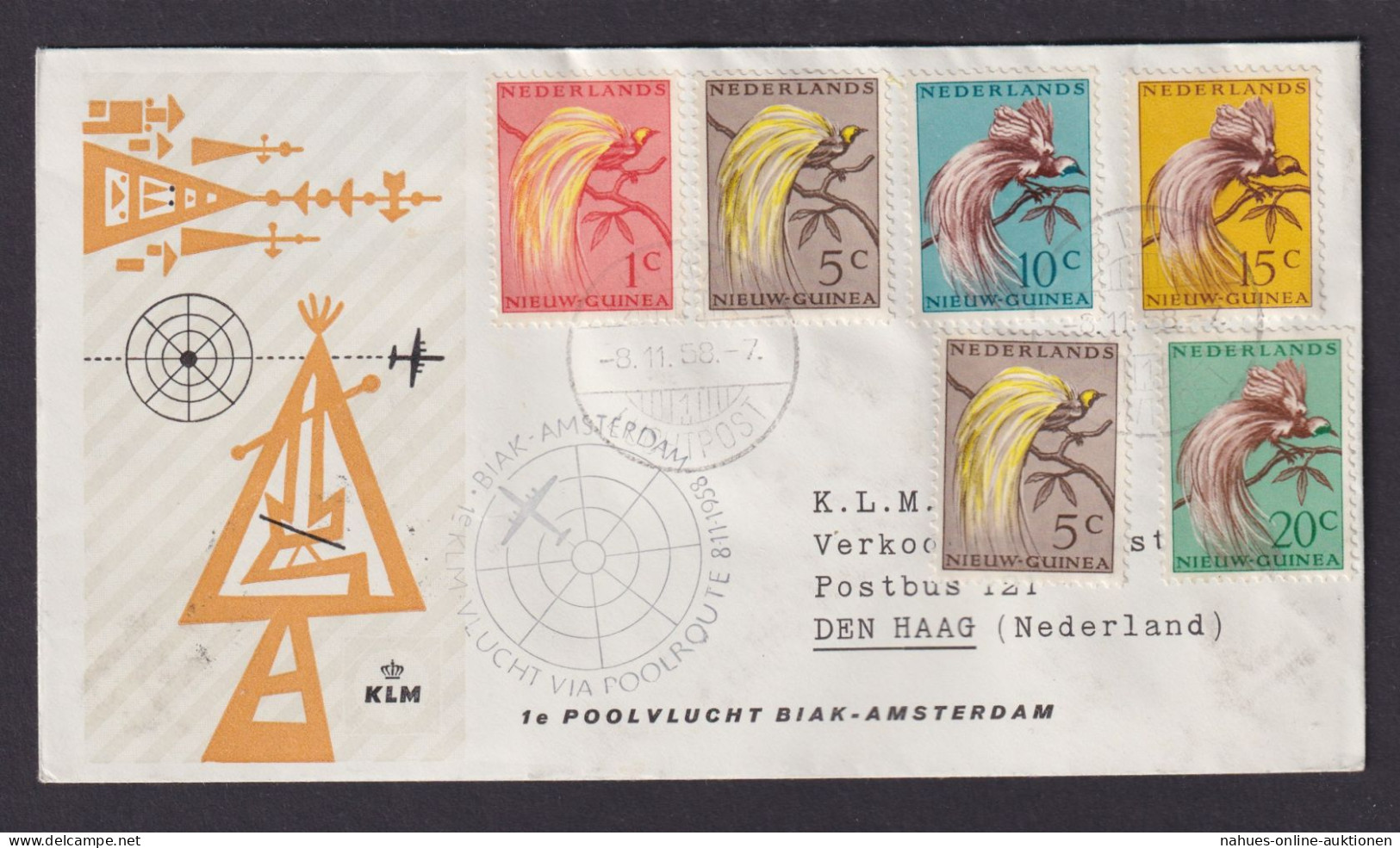 Flugpost Brief Air Mail Niederlande Neu Guinea Biak Amsterdam Polar Route - Niederländisch-Neuguinea