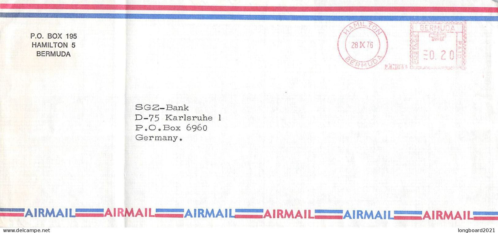 BERMUDA - AIRMAIL 1976 - KARLSRUHE/DE -METER- / 5167 - Bermuda