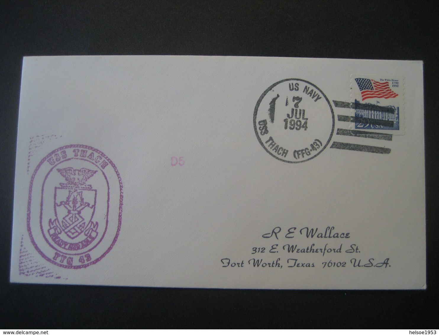 Vereinigte Staaten 1994- US Navy USS Thach (FFG 43) - Cartas & Documentos