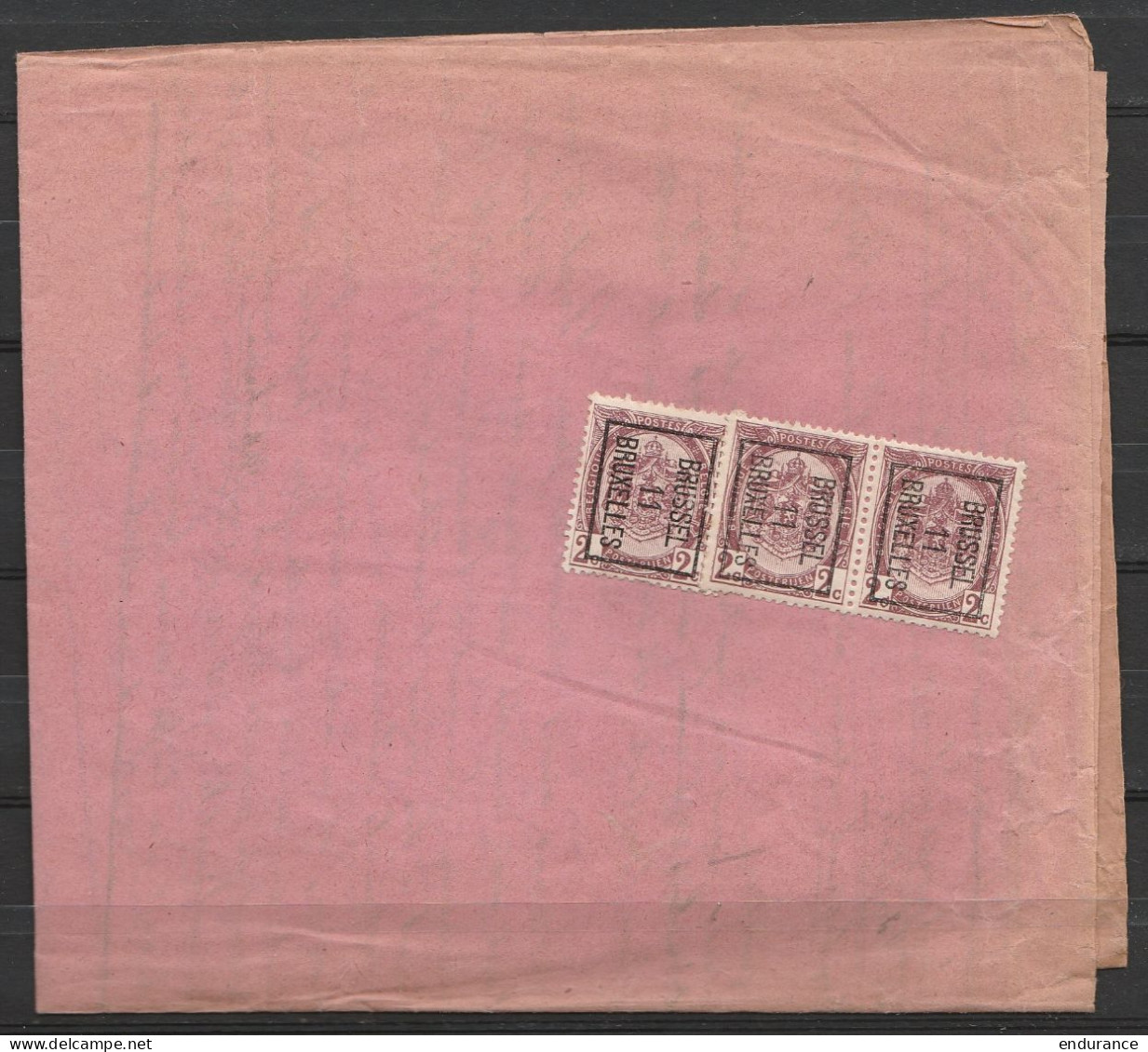 Document (certificat) De Notaire Daté 27 Février 1911 De PROVEN Affr. PREO 2c Brun X3 (dont Paire) [BRUSSEL / 11 / BRUXE - Typografisch 1906-12 (Wapenschild)