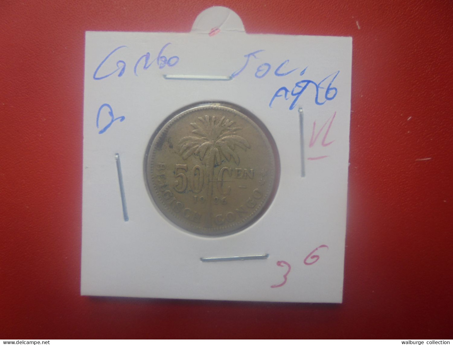 CONGO BELGE 50 Centimes 1926 VL (A.7) - 1910-1934: Albert I