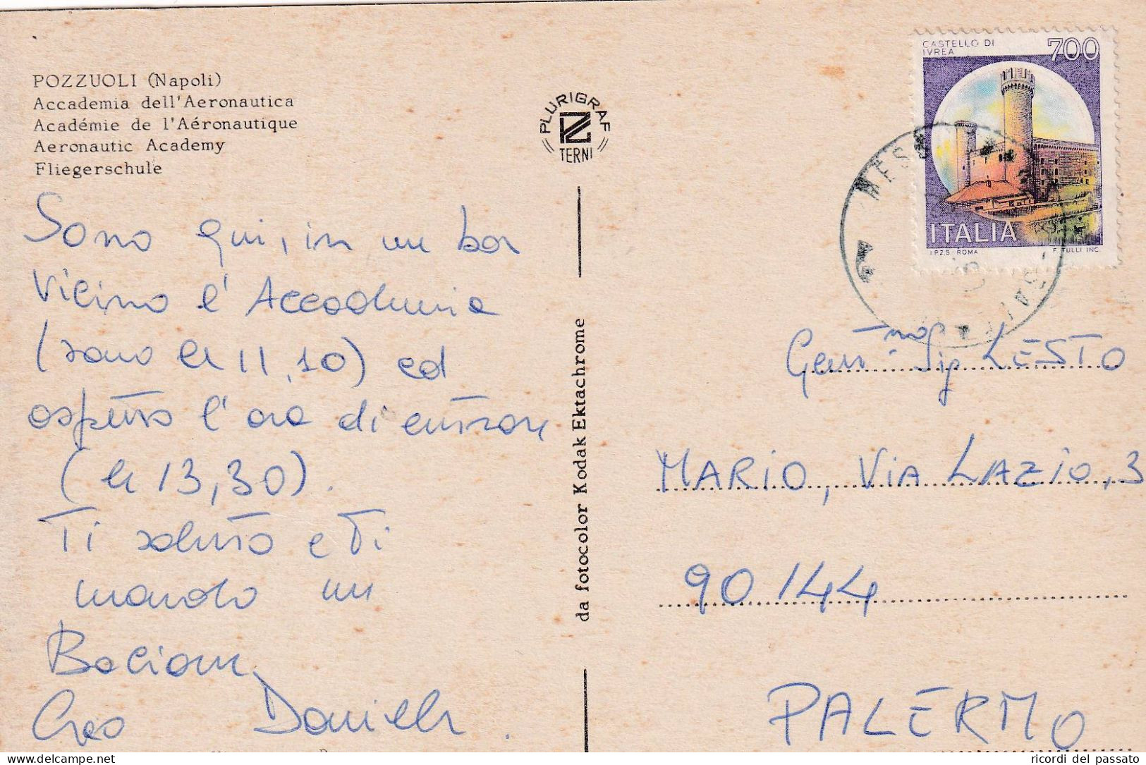 Cartolina Pozzuoli ( Napoli ) Accademia Dell'aereonautica - Pozzuoli
