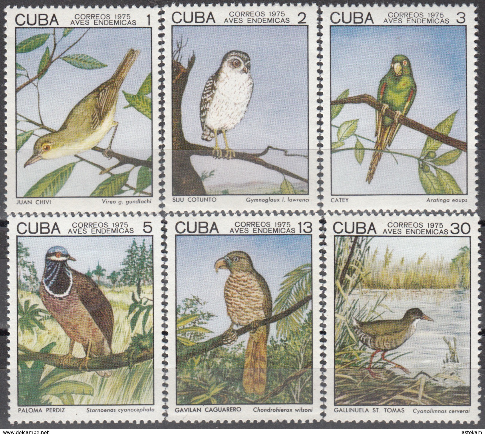 CUBA 1975, FAUNA, CUBAN LOCAL BIRDS, COMPLETE MNH SERIES With GOOD QUALITY, *** - Ongebruikt