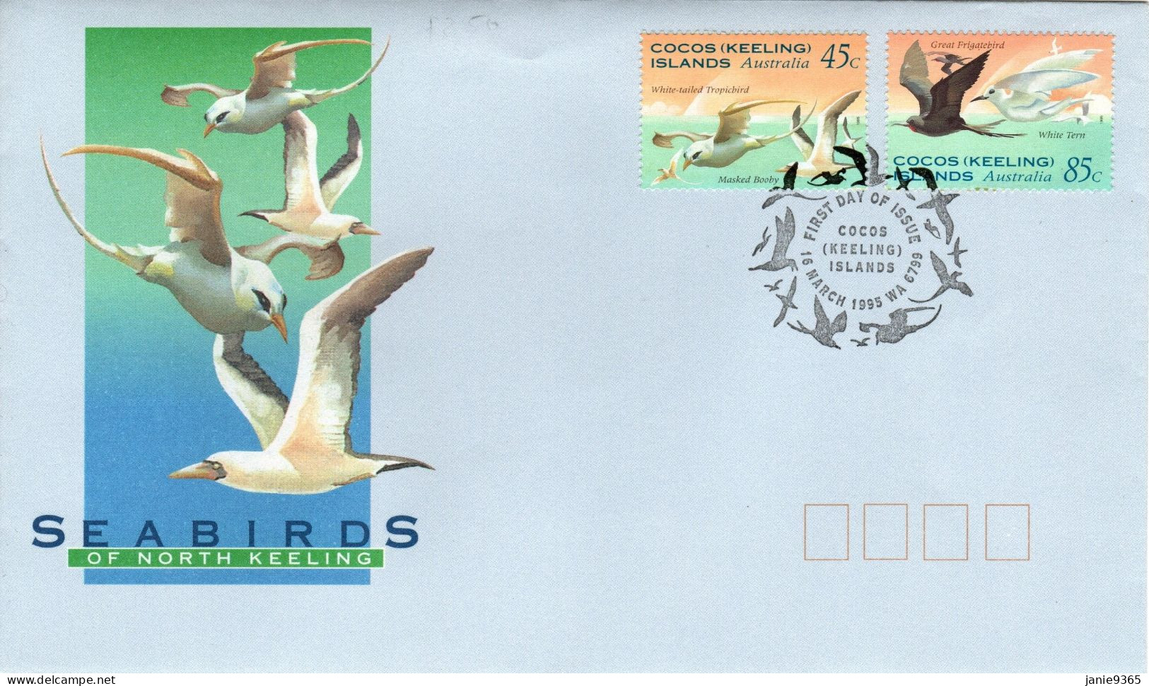 Cocos  (Keeling) Islands  1995 Seabirds First Day Cover - Islas Cocos (Keeling)