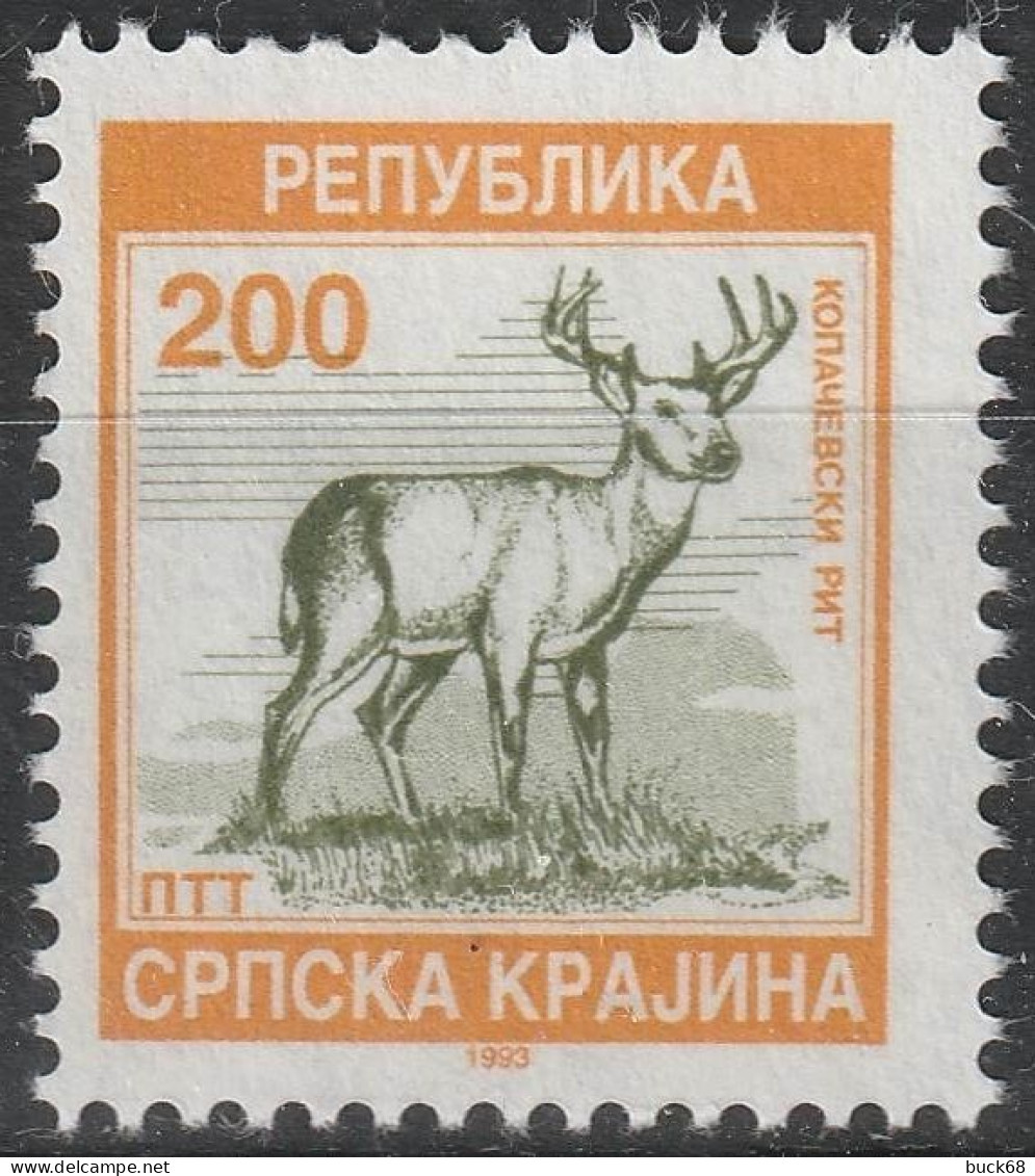 CROATIE Rép. Serbe De KRAJINA  3 ** MNH Cerf Hirsch Deer 1993 - Croatie