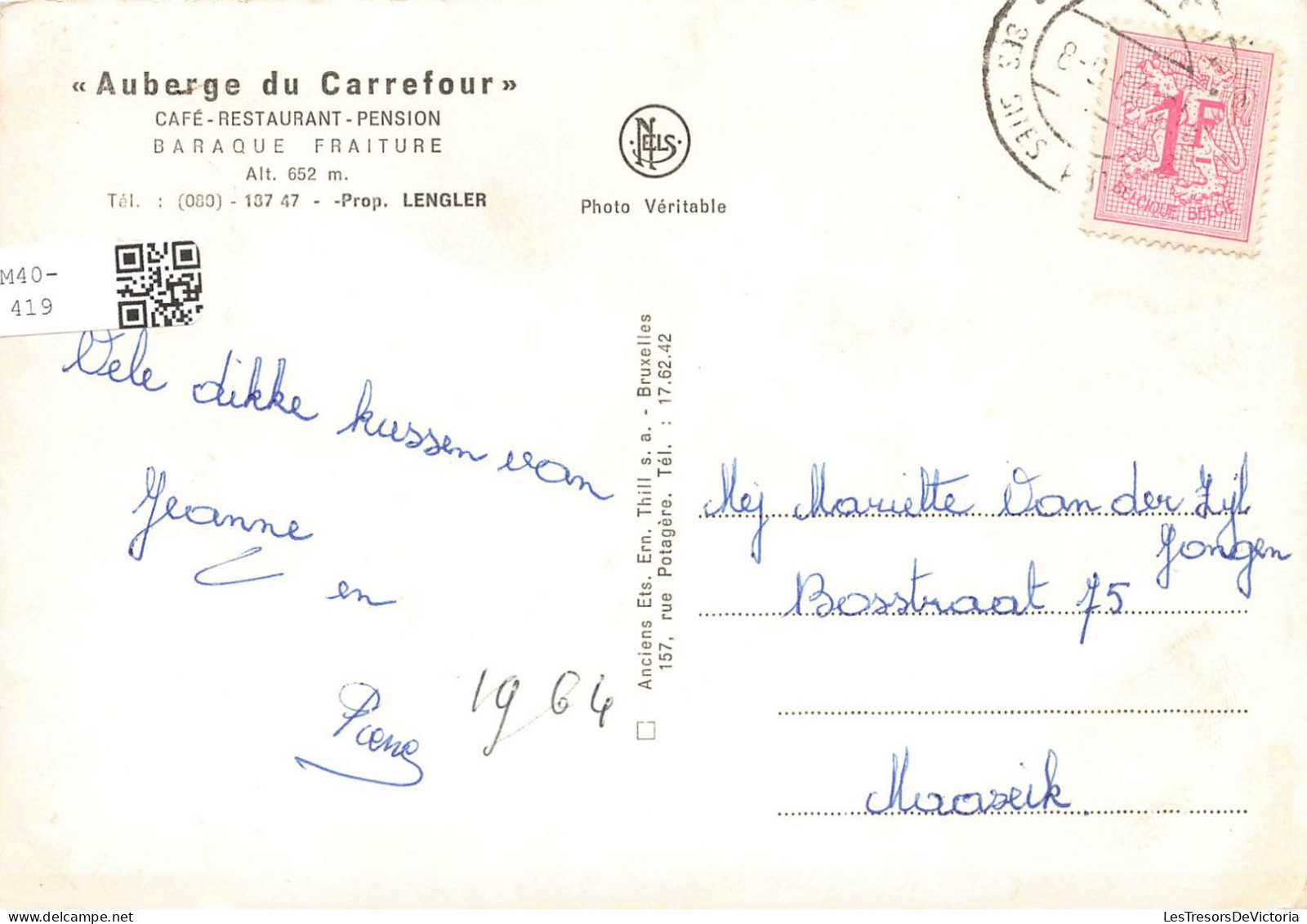 BELGIQUE - Vielsalm - Auberge Du Carrefour - Café - Restaurant - Pension - Baraque Fraiture - Alt 652m - Carte Postale - Vielsalm