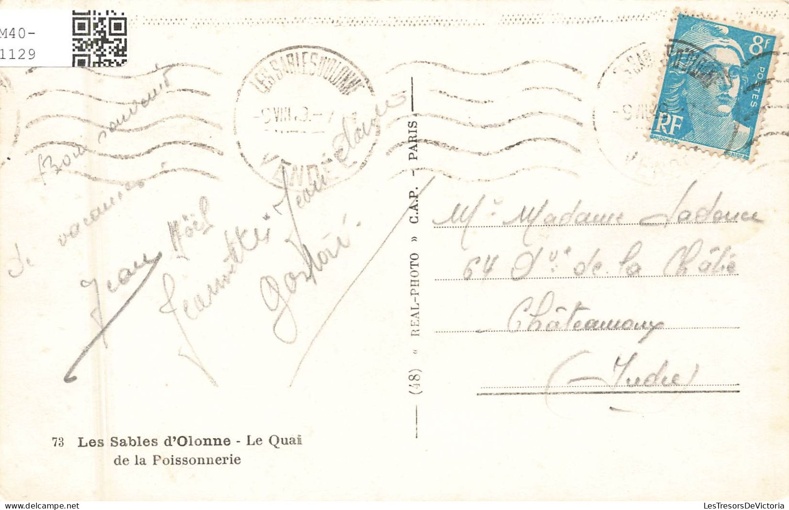 FRANCE - Les Sables D'Olonne - Vue Générale - Le Quai De La Poissonnerie - Carte Postale Ancienne - Sables D'Olonne