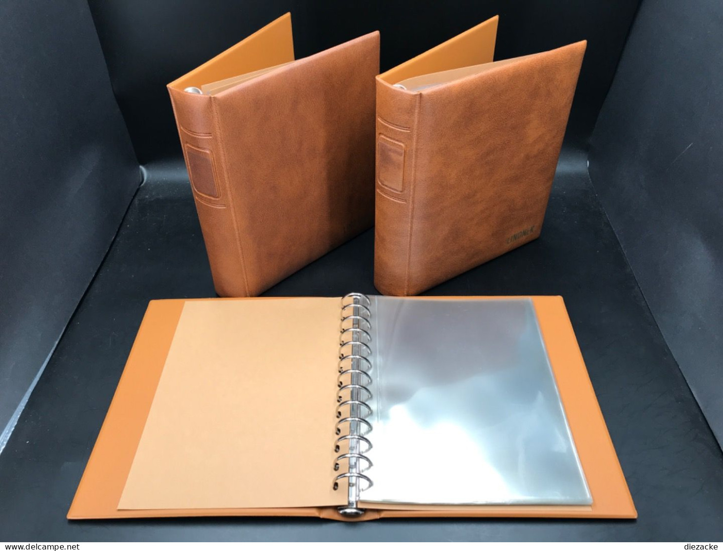 Lindner ETB-Album Classic Ringbinder Braun 3 St. Mit Je 20 Hüllen Neuwertig (7287 - Komplettalben