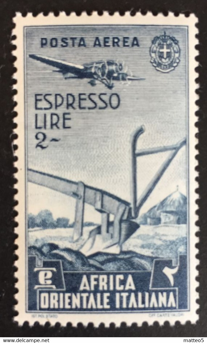 1938 - Africa Orientale Italiana - Espresso Lire 2 - Posta Aerea - Nuovo - A1 - Italienisch Ost-Afrika