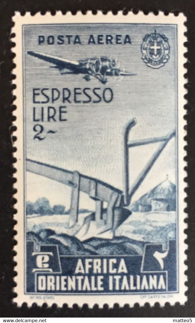 1938 - Africa Orientale Italiana - Espresso Lire 2 - Posta Aerea - Nuovo - A1 - Afrique Orientale Italienne