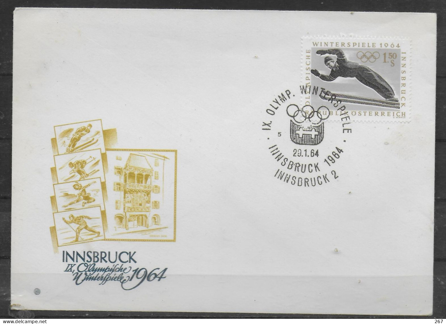 AUTRICHE     FDC  Jo 1964   Saut A Ski - Hiver 1964: Innsbruck