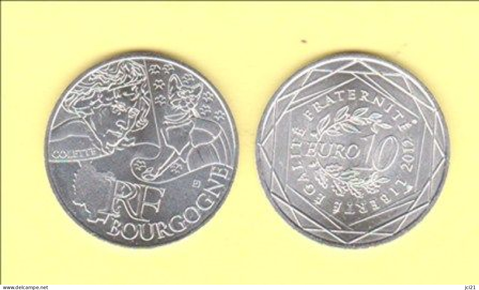 Pièce De 10 Euros Argent  " BOURGOGNE" 2012 - [COLETTE Romancière, Chat] (Scann Avers Et Revers) Com_numi15 - Commemoratives