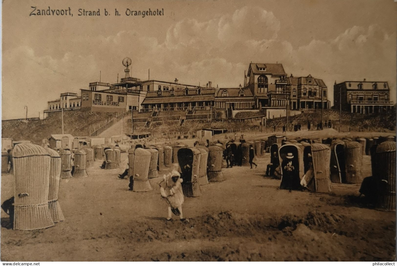 Zandvoort // Het Strand B. H. Oranjehotel (staat Orange Hotel) 1921 Met Spoor Traject Stempel - Zandvoort