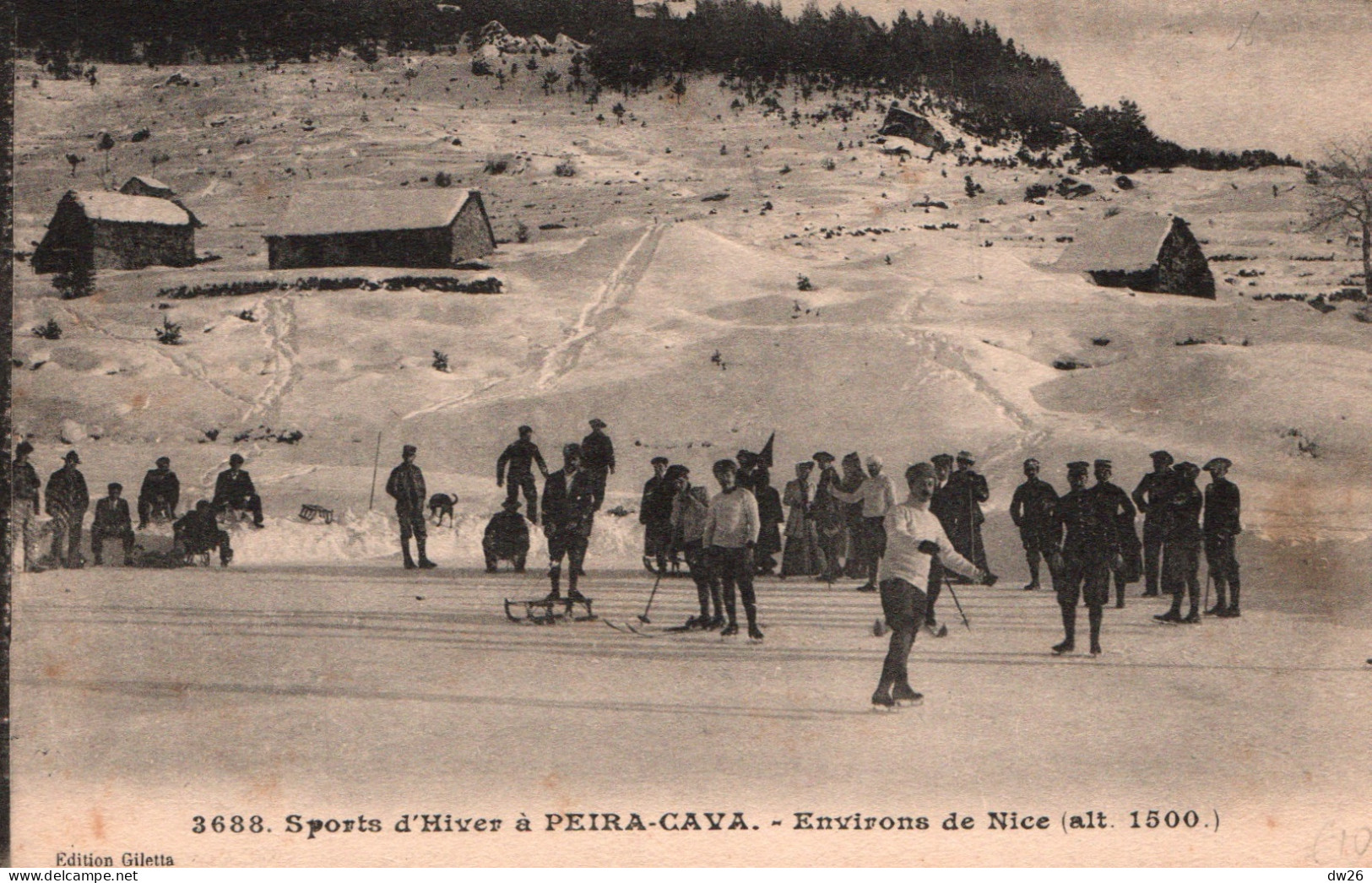 Sports D'Hiver à Piera-Cava (environs De Nice) Patinage Sur Glace, Militaires - Ed. Giletta - Carte N° 3688 Non Circulée - Wintersport