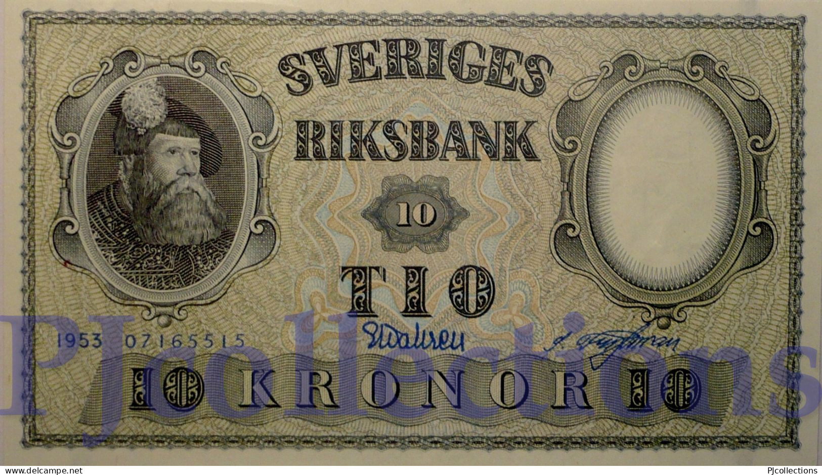 SWEDEN 10 KRONOR 1953 PICK 43a AUNC - Suède
