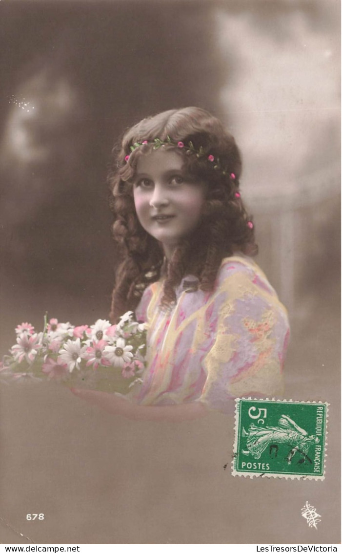ENFANT - Fillette Portrait - Fleurs - Carte Postale Ancienne - Altri & Non Classificati