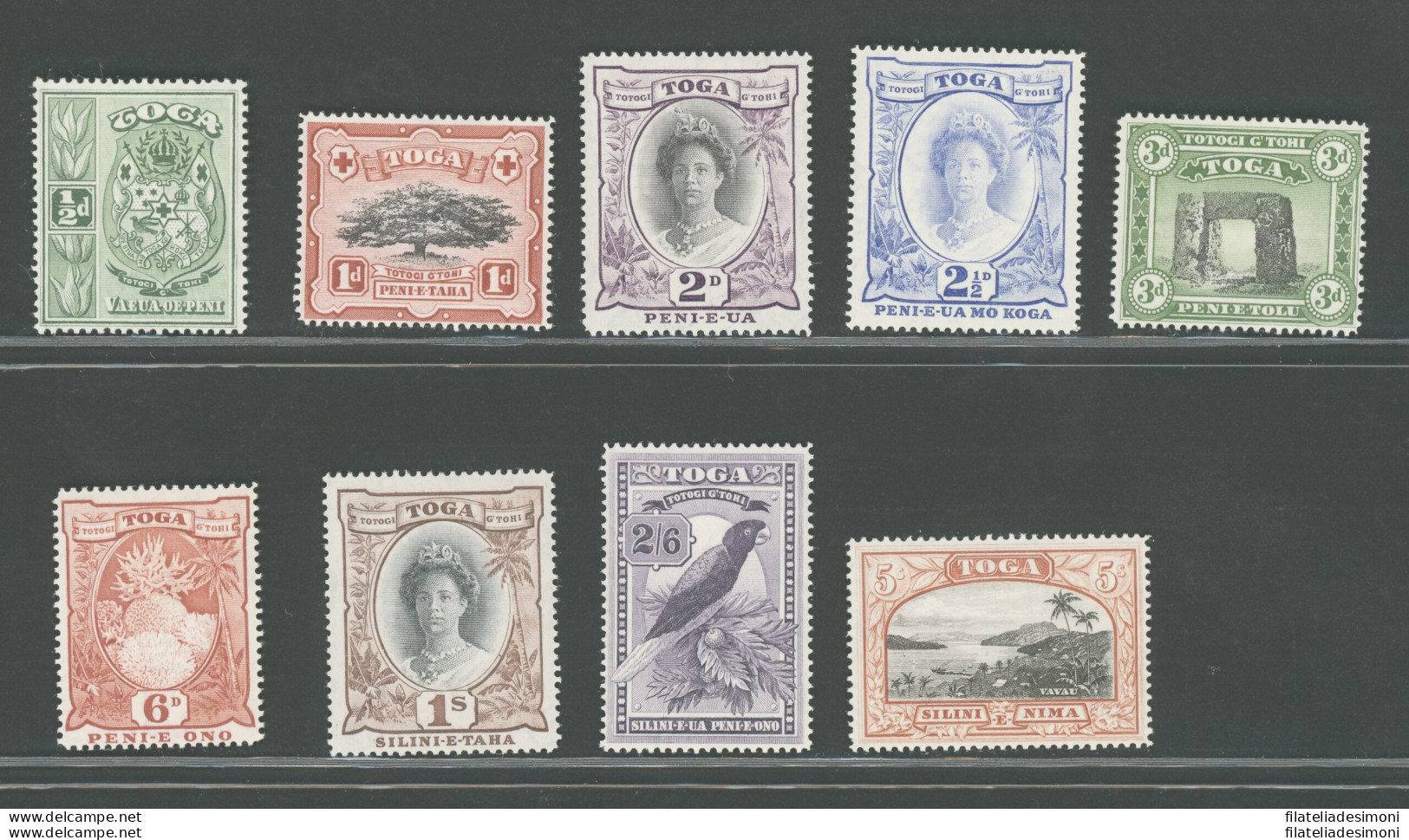 1942-49 TONGA - Stanley Gibbons N. 74-82 - Serie Di 9 Valori - MLH* - Autres & Non Classés