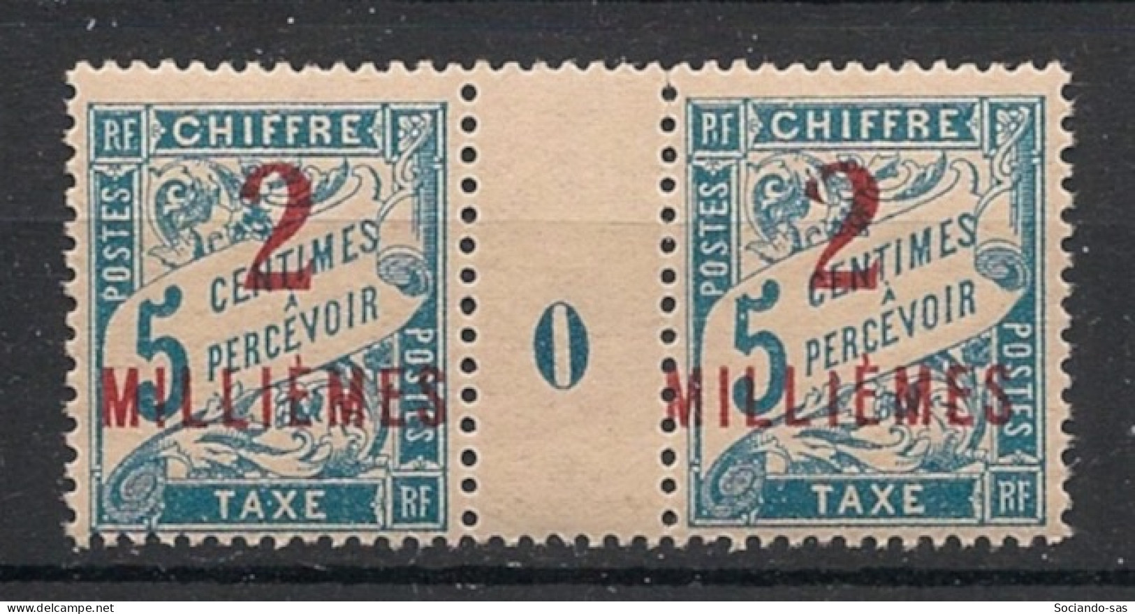 PORT SAID - 1921 - Taxe TT N°YT. 5 - Type Duval 2m Sur 5c Bleu - Paire Millésimée 0 - Neuf Luxe ** / MNH / Postfrisch - Unused Stamps