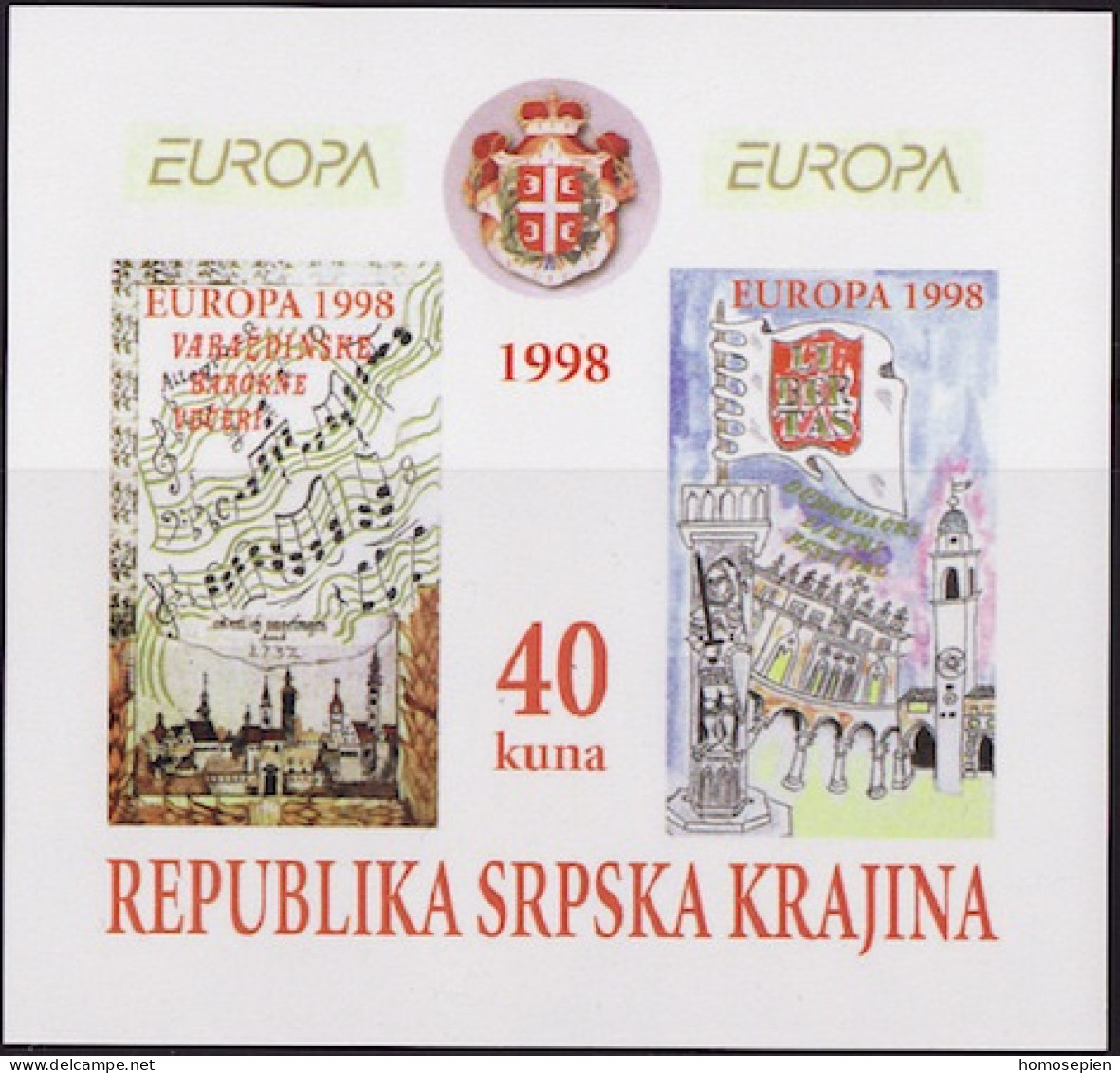 Europa CEPT 1998 Serbie De Krajina - Serbia - Serbien Y&T N°BF(1) - Michel N°B(?) *** - 1998