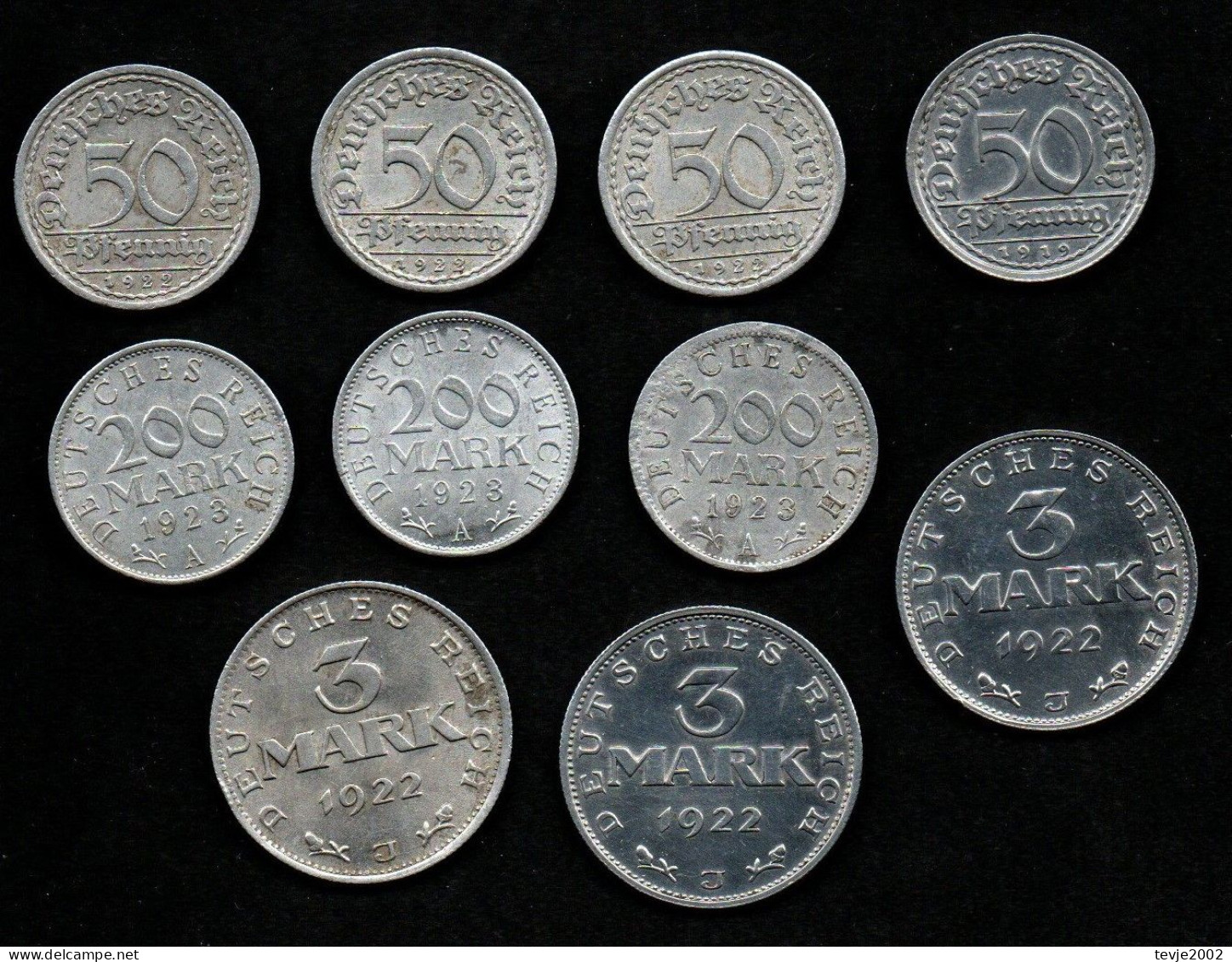 Deutsches Reich - 10 Münzen Aus 1919 - 1923 - 3 Mark & 3 Reichsmark