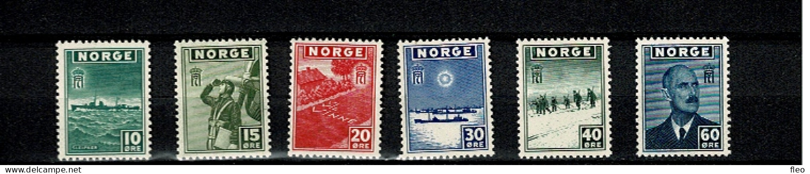 1943 NORVEGE  N° 263 à 268 ** Gouvernement En Exil - 1943-45 - Unused Stamps