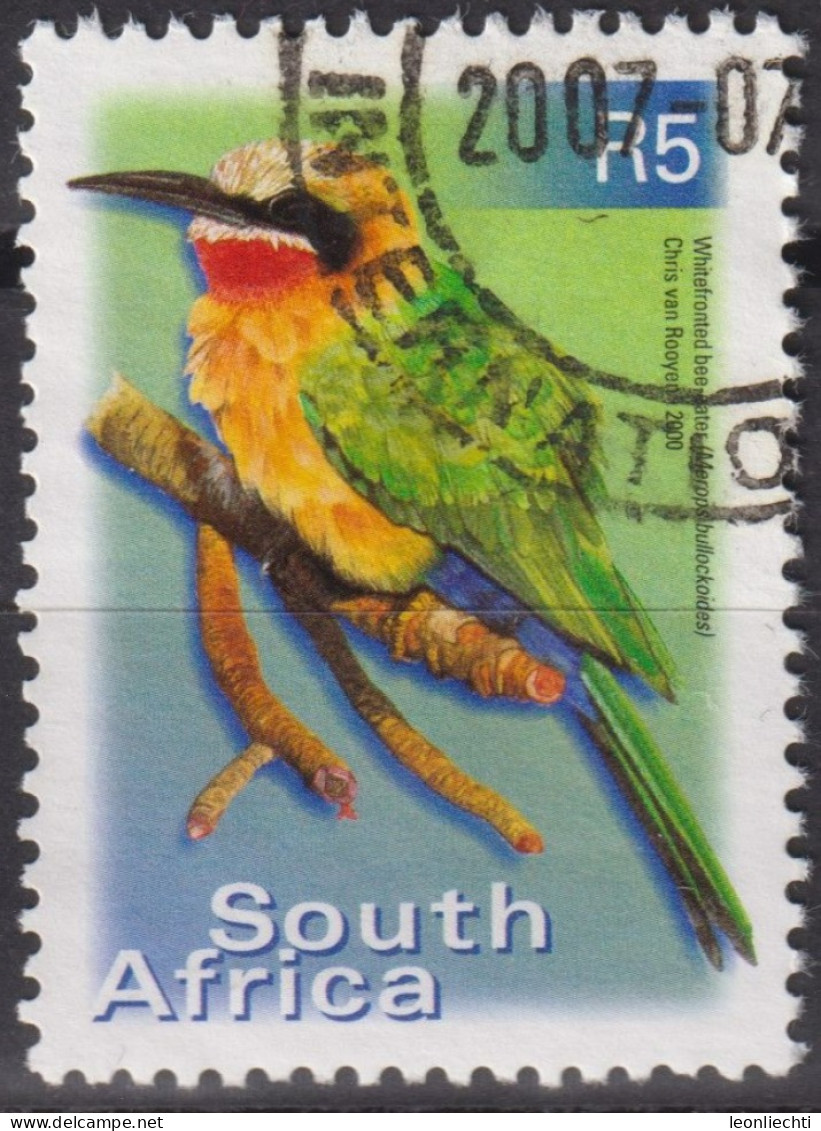 2002 Südafrika ° Mi:ZA 1307C, Sn:ZA 1195a, Yt:ZA 1127Xa, White-fronted Bee-eater (Merops Bullockoides), Vogel - Usados