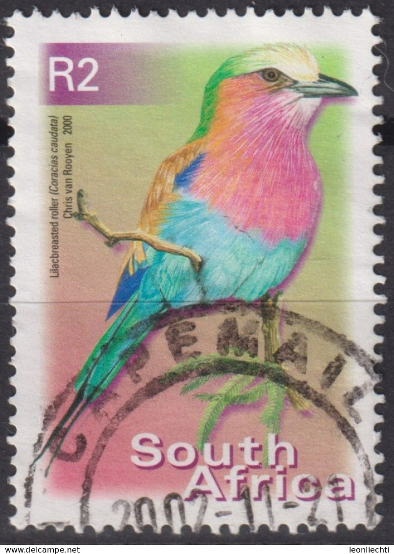 2002 Südafrika ° Mi:ZA 1304C, Sn:ZA 1192a, Yt:ZA 1127Va, Lilac-brested Roller (Coracias Caudata), Vogel - Gebruikt