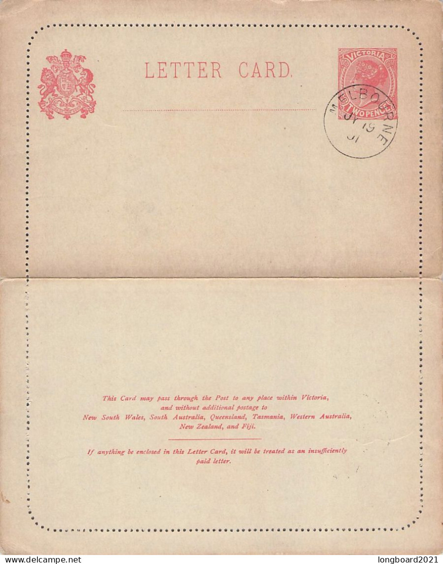 VICTORIA -  LETTER CARD 1 PENNY Cancelled 1901 / 5185 - Covers & Documents