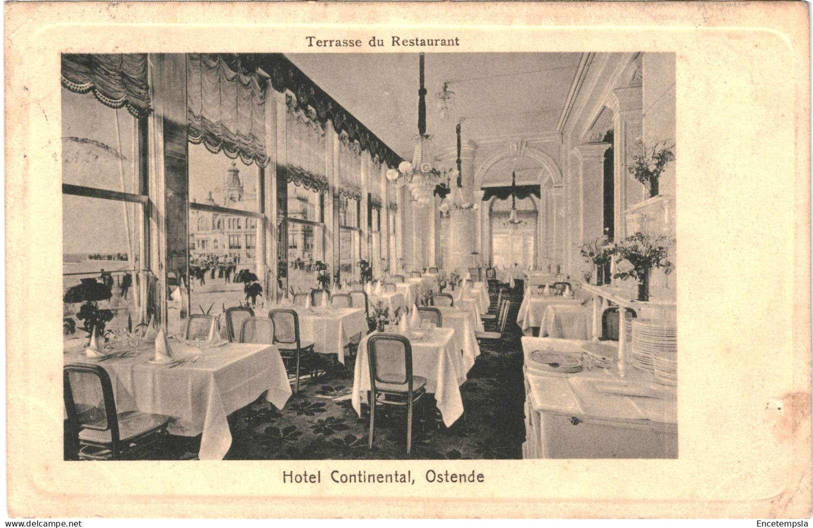 CPA Carte Postale Belgique Ostende Hôtel Continental  Terrasse Du Restaurant  1912 VM77293ok - Oostende