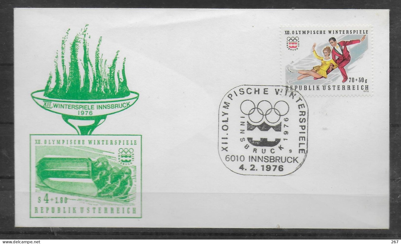 AUTRICHE     FDC  Innsbruck  Jo 1976   Patinage - Winter 1976: Innsbruck