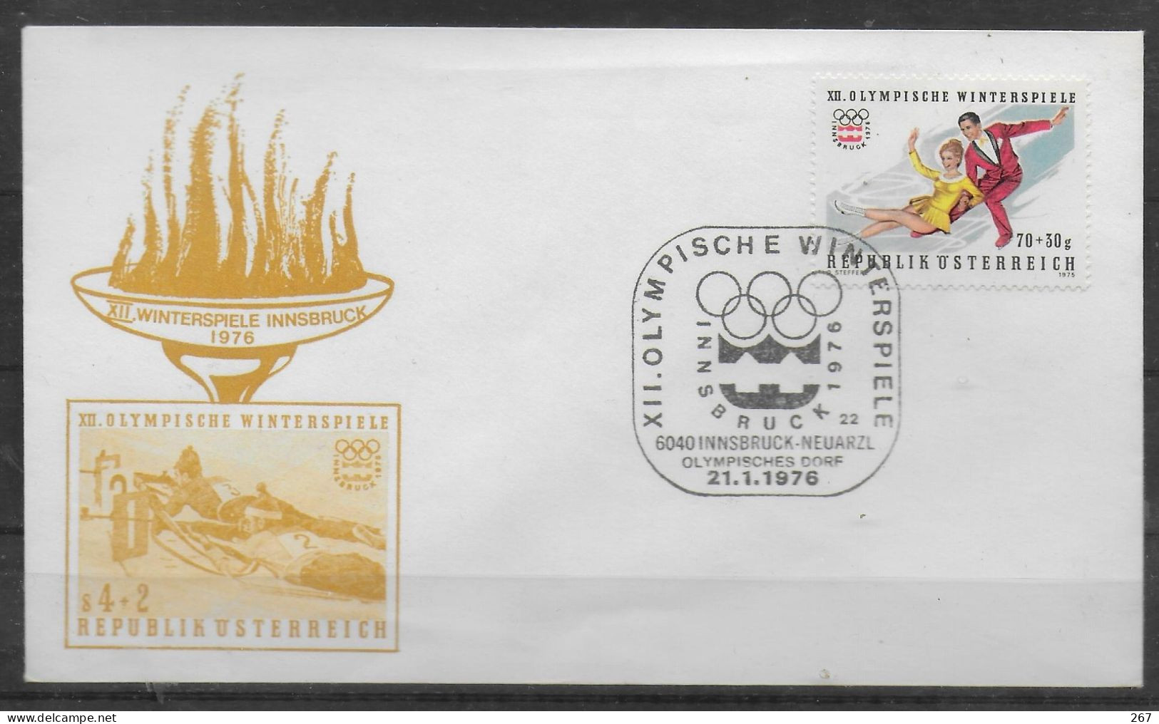 AUTRICHE     FDC  Innsbruck  Jo 1976   Patinage - Inverno1976: Innsbruck