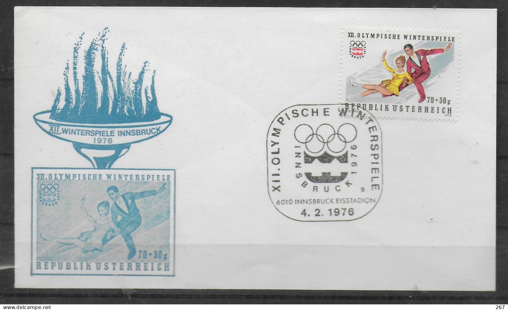 AUTRICHE     FDC  Innsbruck  Jo 1976   Patinage - Hiver 1976: Innsbruck