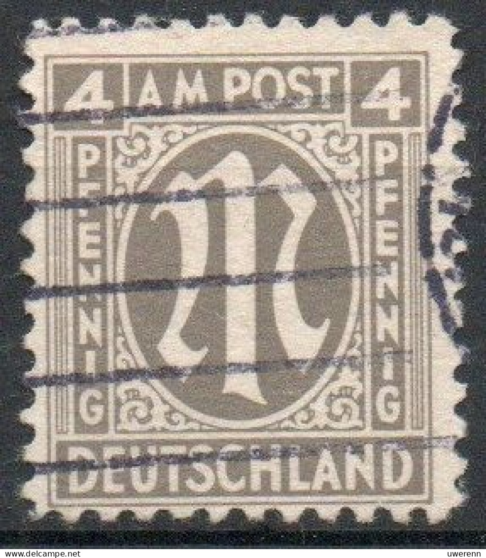 AM Post. Amerikanischer Druck, 4 Pf Grau, Papier Z, Mi 2z Gestempelt - Used