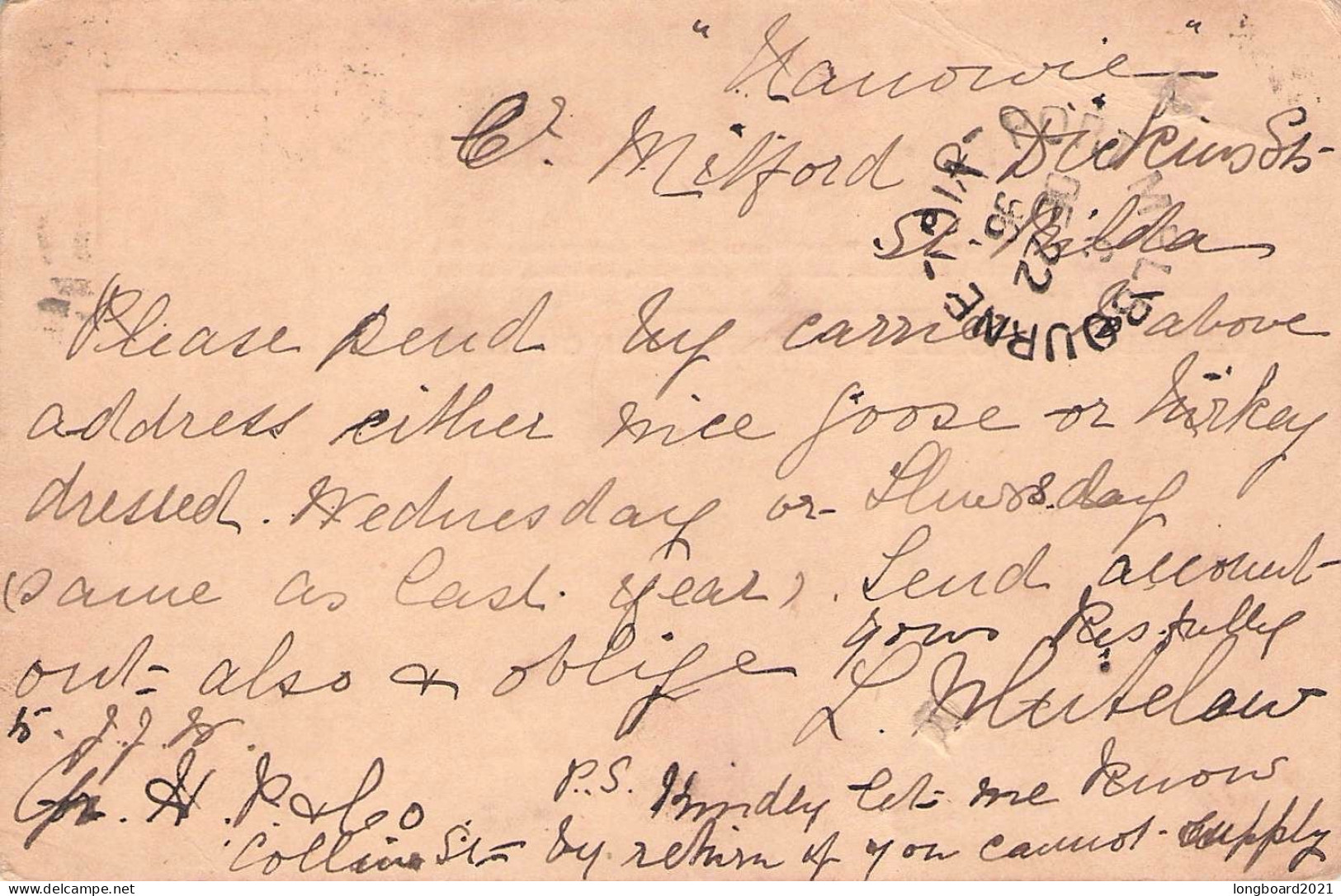 VICTORIA -  POSTCARD ONE PENNY 1896 - MELBOURNE / 5192 - Briefe U. Dokumente