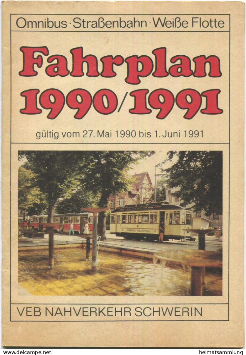 Deutschland - VEB Nahverkehr Schwerin - Fahrplan 1990/1991 - Omnibus Strassenbahn Weisse Flotte - 50 Seiten - Europa