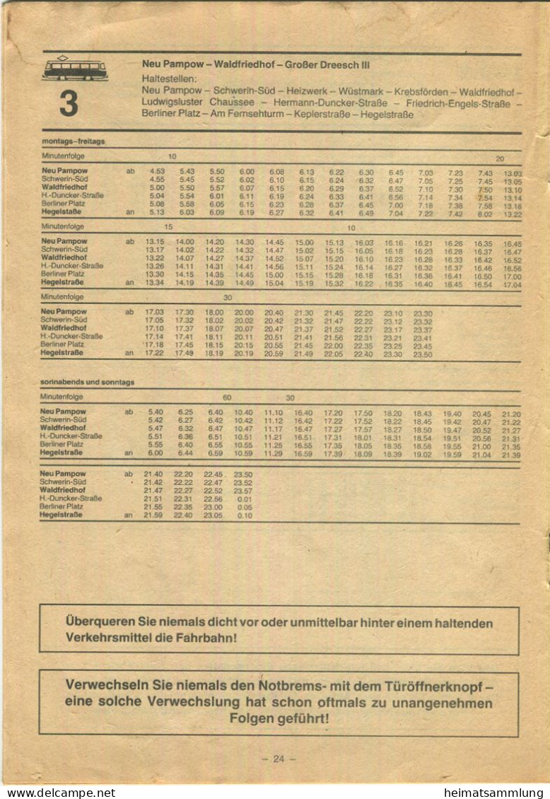 Deutschland - VEB Nahverkehr Schwerin - Fahrplan 1990/1991 - Omnibus Strassenbahn Weisse Flotte - 50 Seiten - Europe