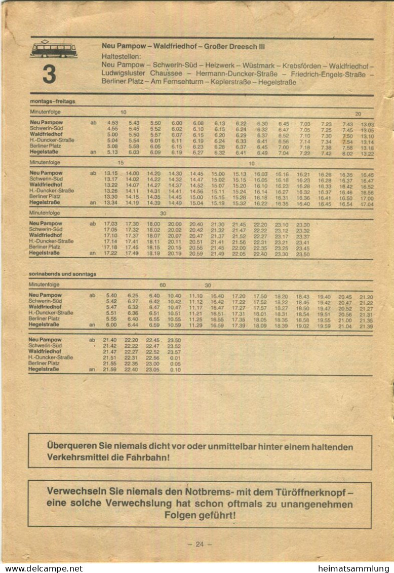 Deutschland - VEB Nahverkehr Schwerin - Fahrplan 1990/1991 - Omnibus Strassenbahn Weisse Flotte - 50 Seiten - Europa