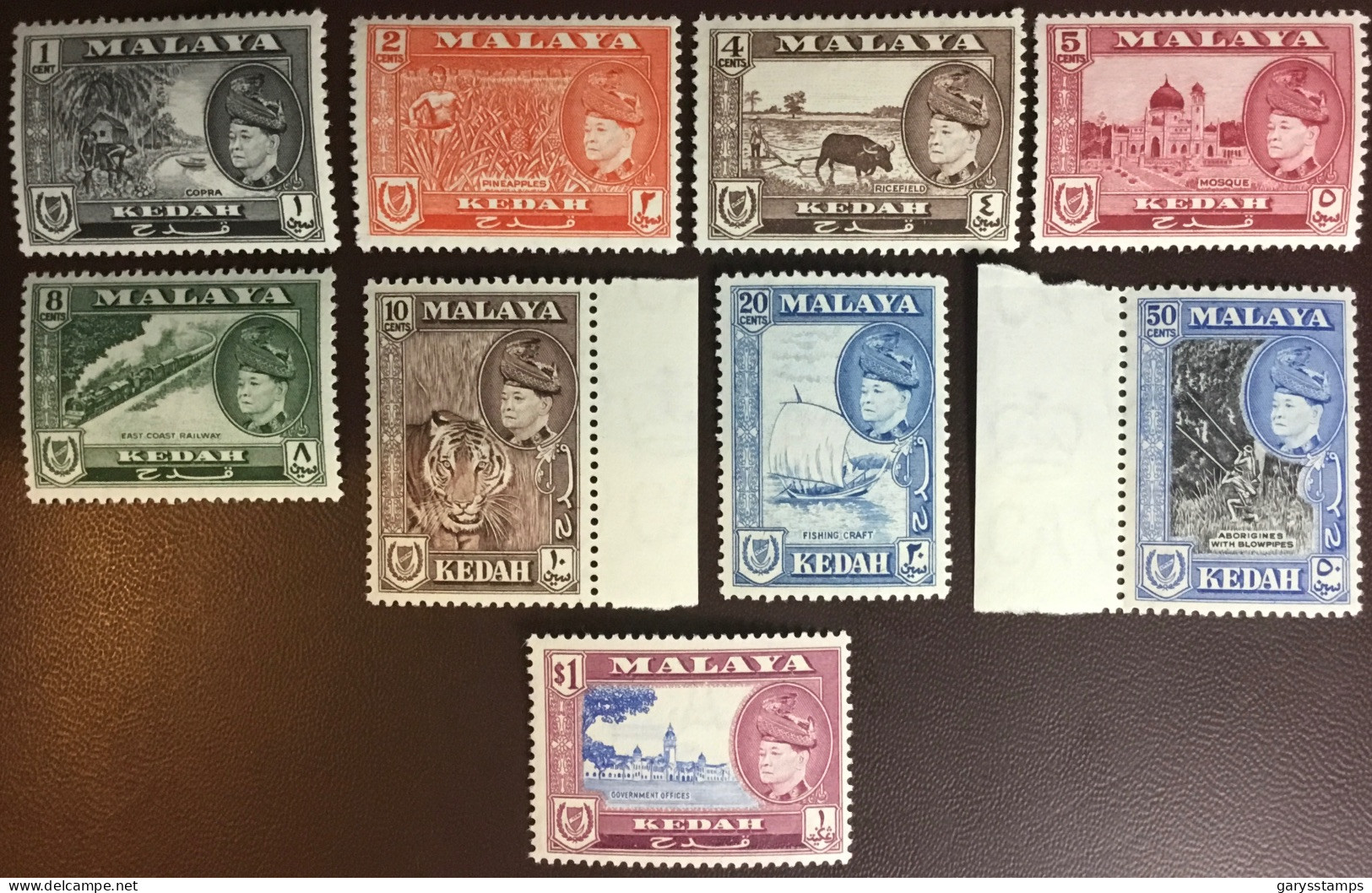 Malaya Kedah 1957 Definitives Set To $1 Fruit Animals MNH - Kedah