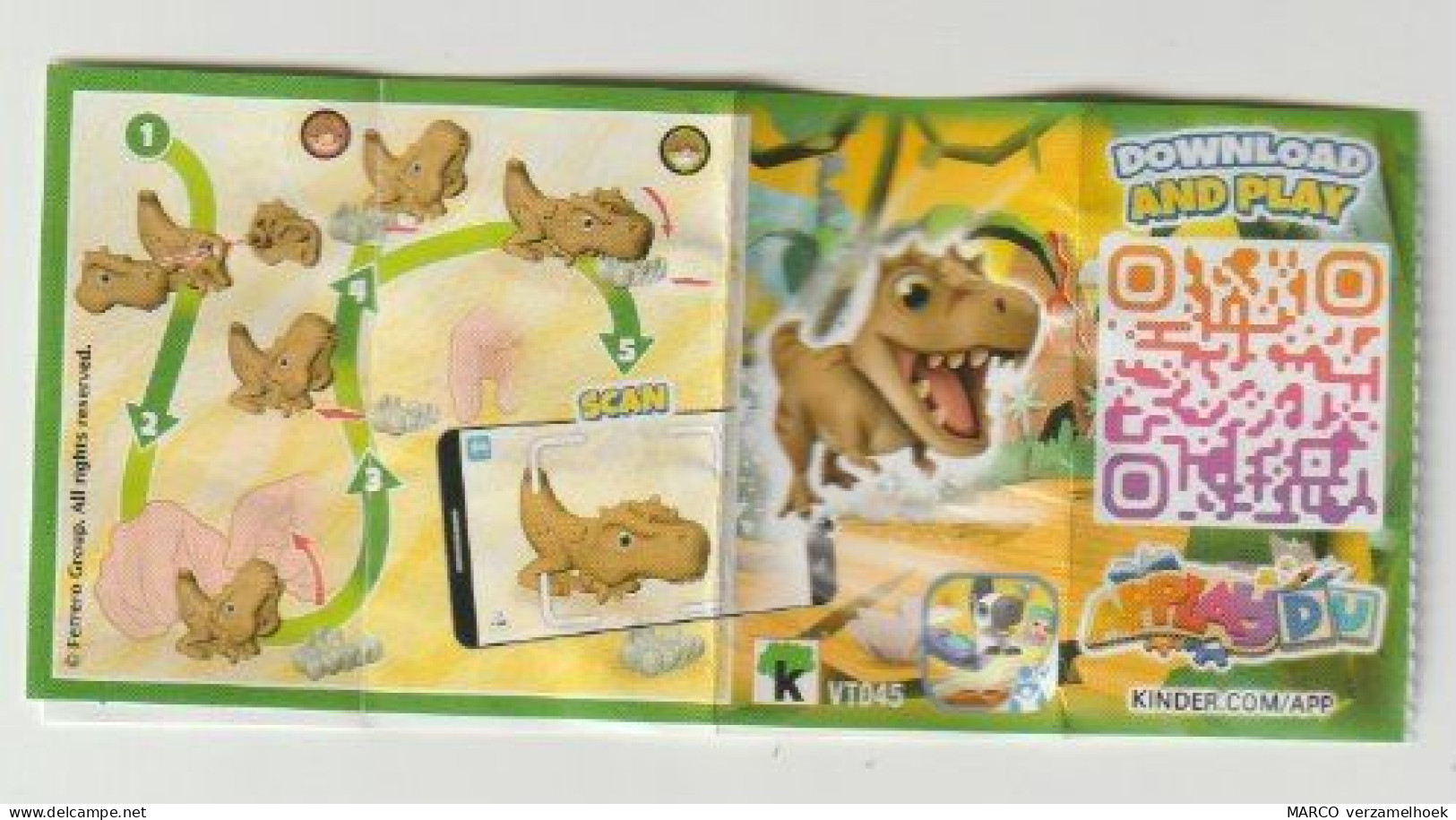 Handleiding FERRERO Kinder K-VT045 Dinosaurus 2024 ApplayDU - Instrucciones