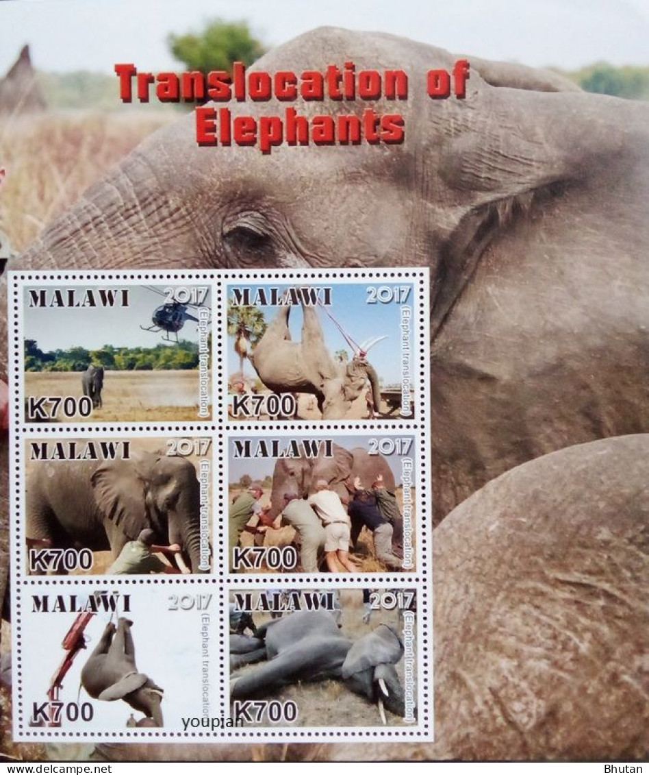 Malawi 2018, Translocation Of Elephants, MNH Sheetlet - Malawi (1964-...)