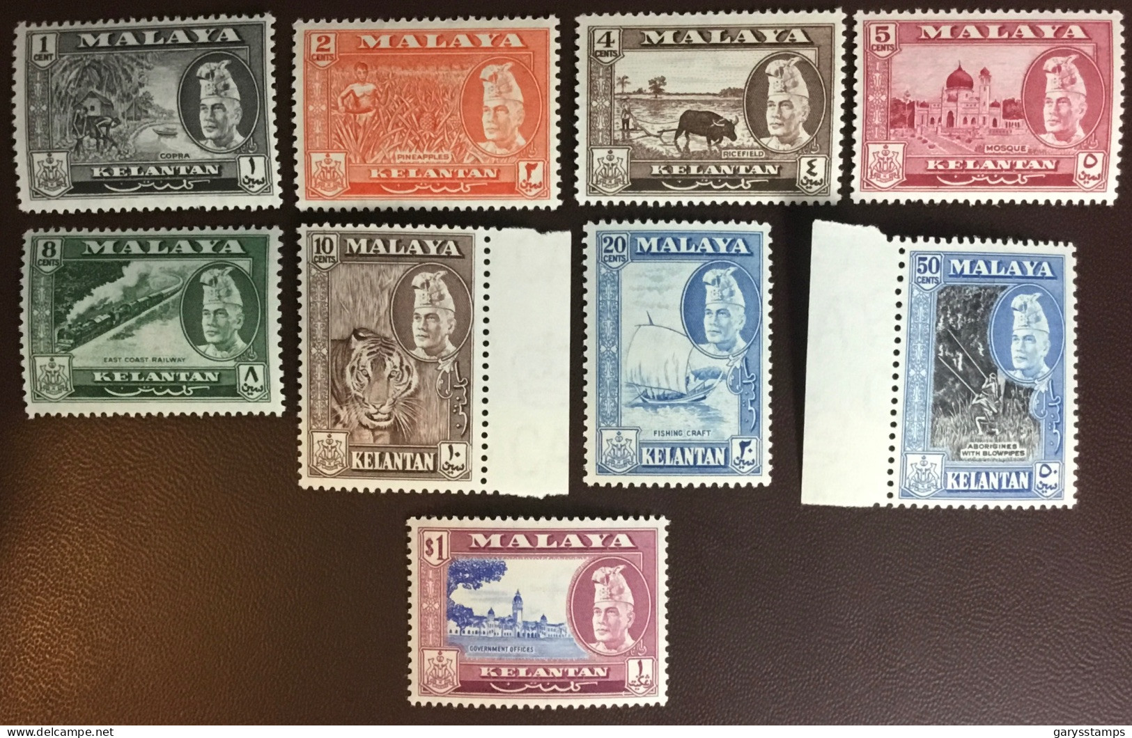 Malaya Kelantan 1957 Definitives Set To $1 Fruit Animals MNH - Kelantan